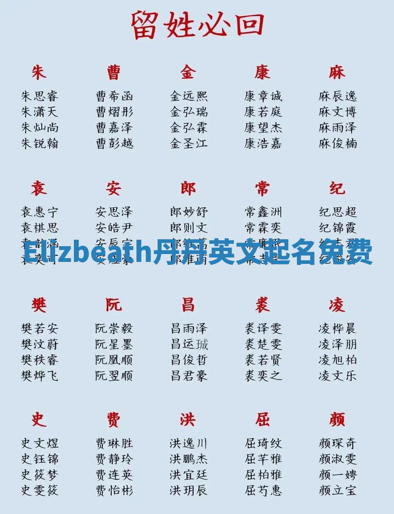 Elizbeath丹丹英文起名免费