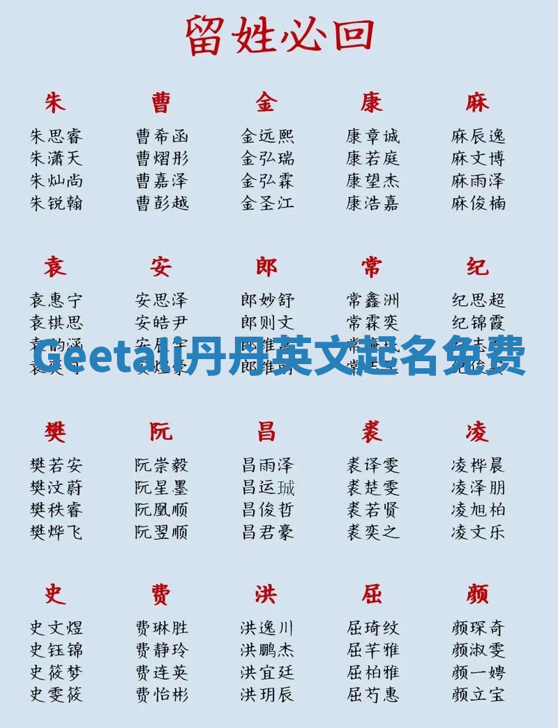 Geetali丹丹英文起名免费