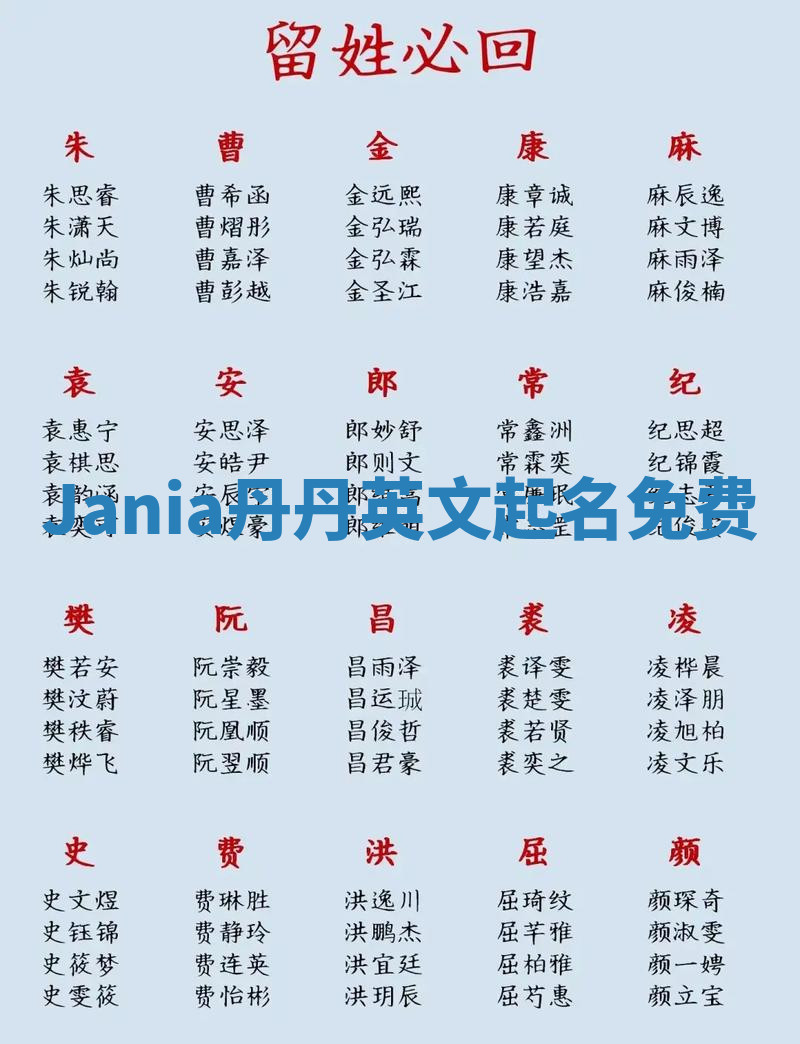 Jania丹丹英文起名免费