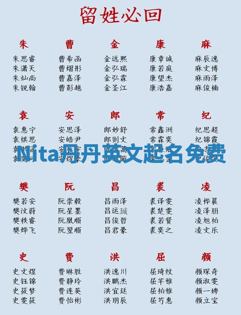 Nita丹丹英文起名免费 Nita丹丹英文起名免费