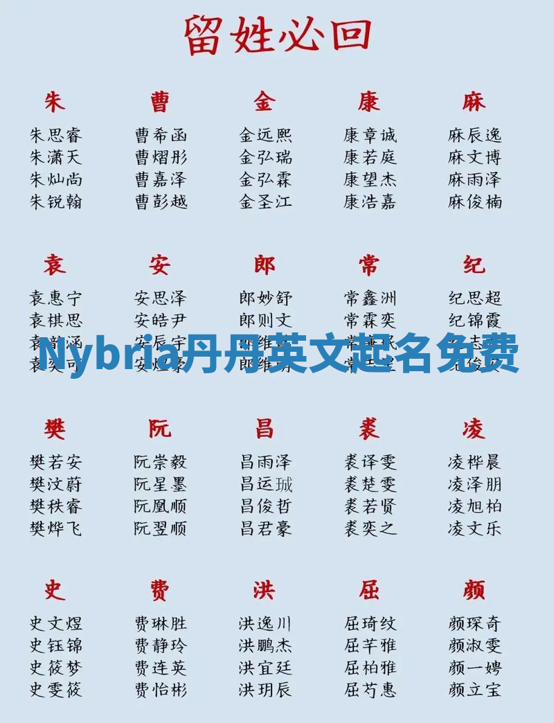 Nybria丹丹英文起名免费 Nybria丹丹英文起名免费